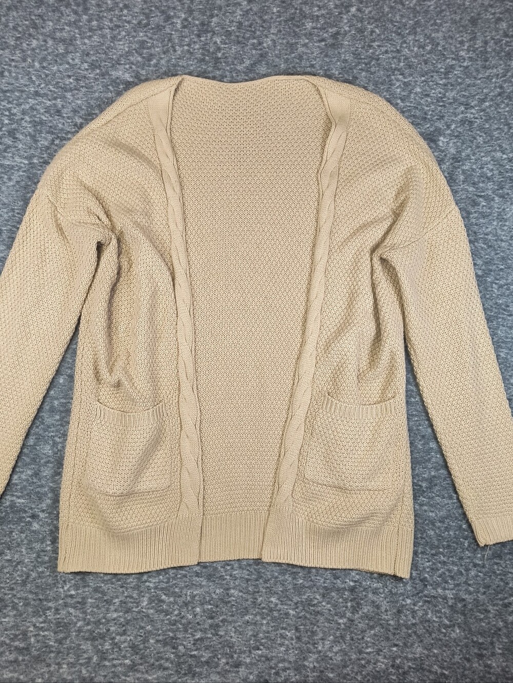 Tan knit open cardigan, women's large